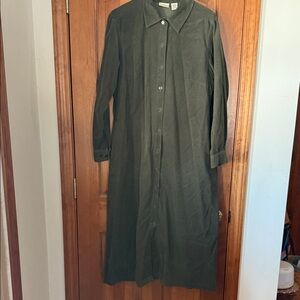 L.L. Bean Taupe Button-Up Dress